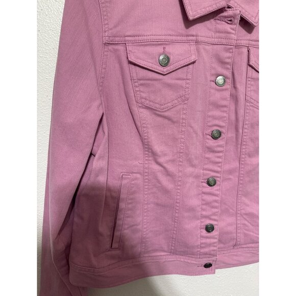 Relativity Denim Jacket NWT Pink Cotton Blend Womans Size XL - Picture 4 of 5